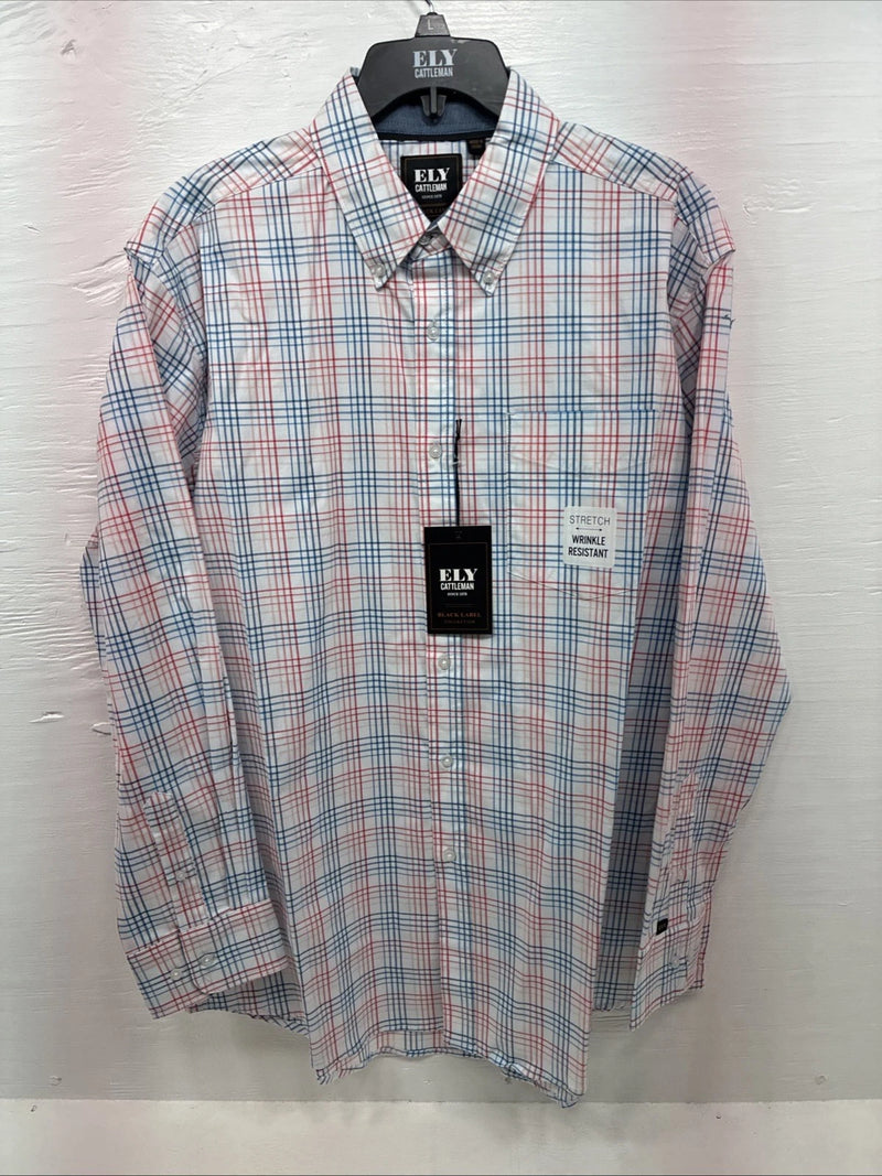 New Men’s ELY Cattleman Multicolor Stripe Long Sleeve Pearl Snap Large CC-20