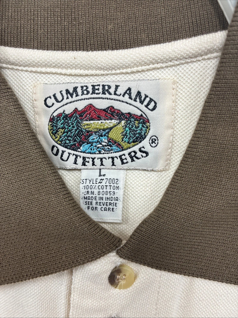 New Men’s Cumberland Brown Western Design Short Sleeve Polo Large M-23