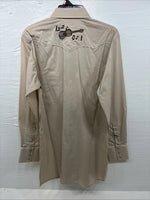 New Men’s White Horse Brown Embroidered Long Sleeve Pearl Snap Medium K-59