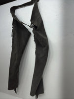 NOS Gray Show Chaps With Fringe Adjustable Waist 38” L-31