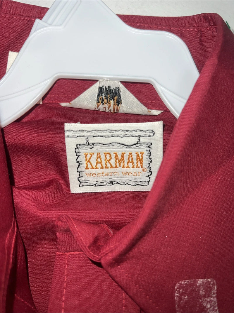 New Men’s Red Karman Western Wear Pearl Snap Shirt. 14.5 X 34 Small A-175