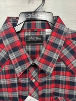 New men’s White Horse Red Flannel Long Sleeve Pearl Snap 3XL E-64