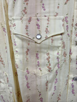 New Kids White Horse Floral Long Sleeve Pearl Snap Medium MM-5