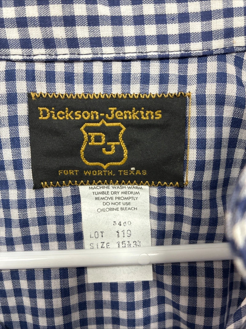 New Men’s Dickson Jenkins Blue Checkered Long Sleeve Pearl Snap 15.5 Medium K-65