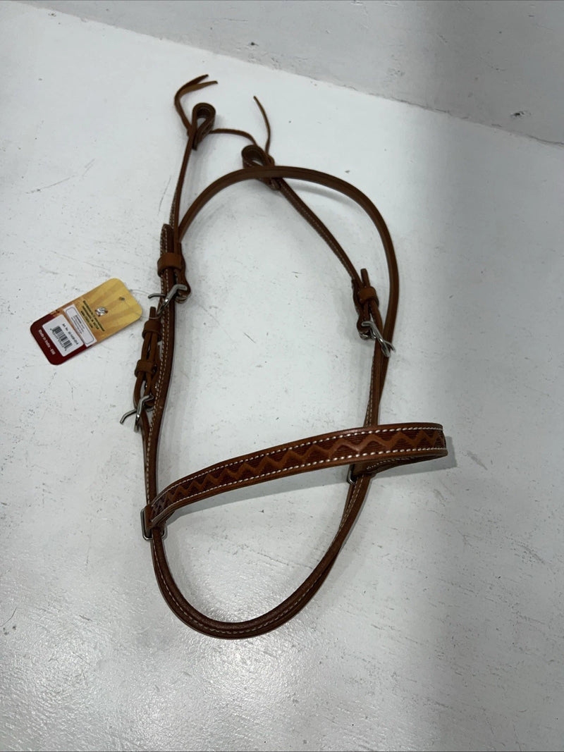 New Leather Tooled Tough 1 Browband Headstall Silver Buckles S-59