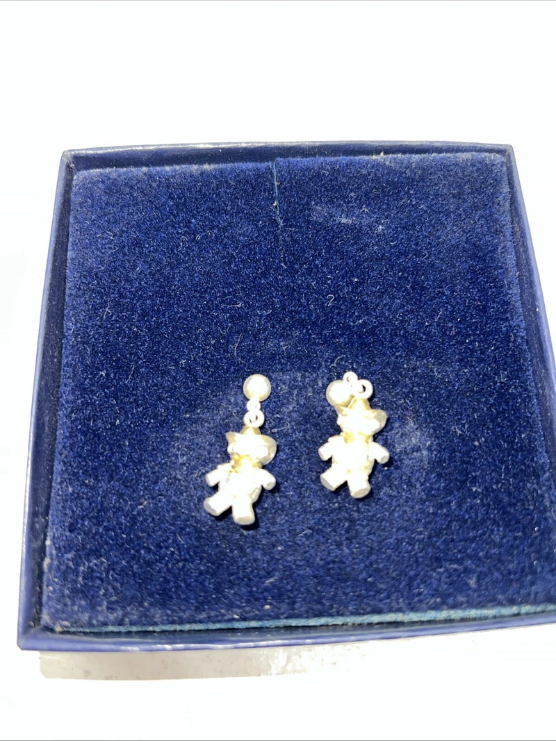 New Women’s Montana Silversmiths Silver Gold Teddy Bear Earrings. ER227 A-39