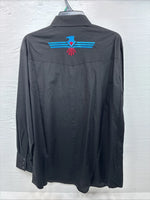 New Men’s ELY Cattleman Black Aztec Design Long Sleeve Pearl Snap XL O-67