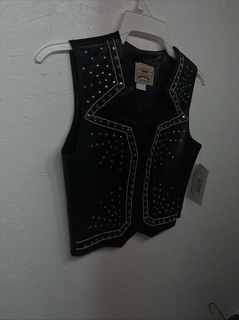 New Women’s 1849 Authentic Ranchwear Black Star Western Show Vest XXS WW-76