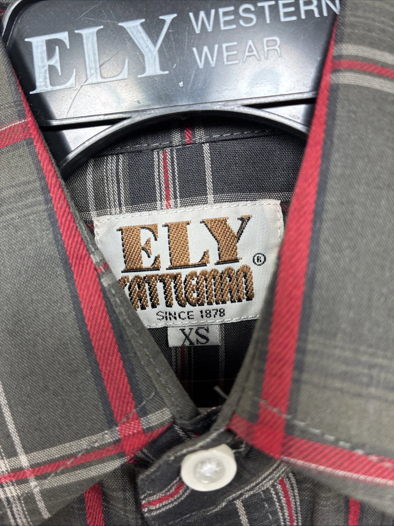 New Boys ELY Cattleman Green Plaid Long Sleeve Pearl Snap XS DD-128