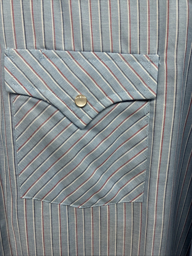 New Men’s ELY Cattleman Blue Stripe Long Sleeve Pearl Snap XL H-82