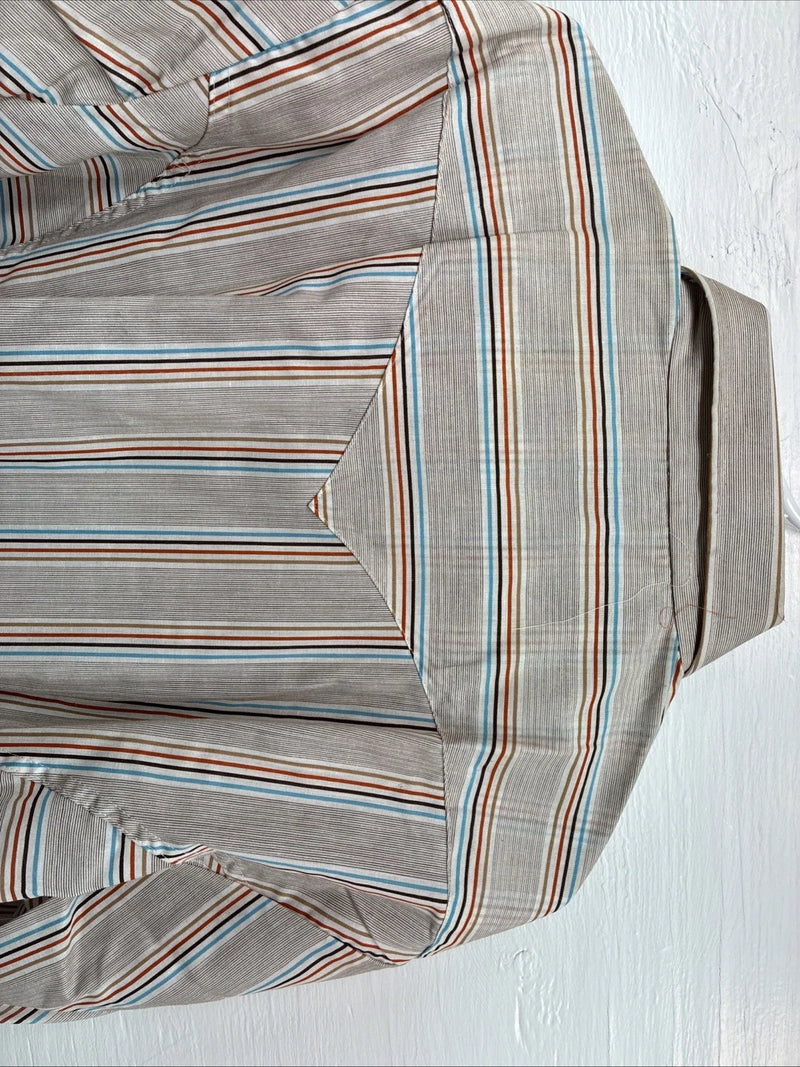 New Men’s Tem Tex Multiple Color Stripe Long Sleeve Pearl Snap XL J-45