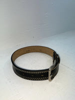 New Black Genuine Leather Stitched 18” Belt #1135 NN-77
