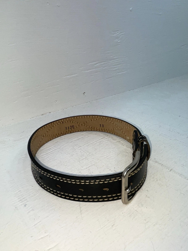 New Black Genuine Leather Stitched 18” Belt #1135 NN-77