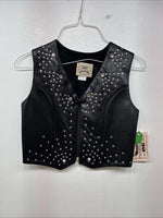 New Women’s 1848 RanchWear Black Rhinestone Sleeveless Vest Zip Up Small YY-41