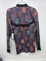 New Women’s Mine & Bills Purple Design Long Sleeve Button Up Medium MM-106