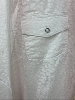 New Women’s Cumberland White Cheetah Print Long Sleeve Pearl Snap Medium LL-77