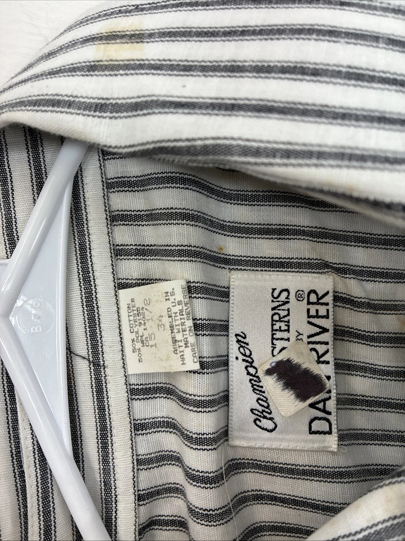 New Men’s Champion Western White Gray Stripe Long Sleeve Pearl Medium E-75