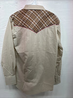 New Men’s Champion Westerns Brown Plaid Long Sleeve Pearl Snap Medium O-25