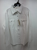New Women’s Cumberland White Gem Long Sleeve Pearl Snap Size 1X KK-83