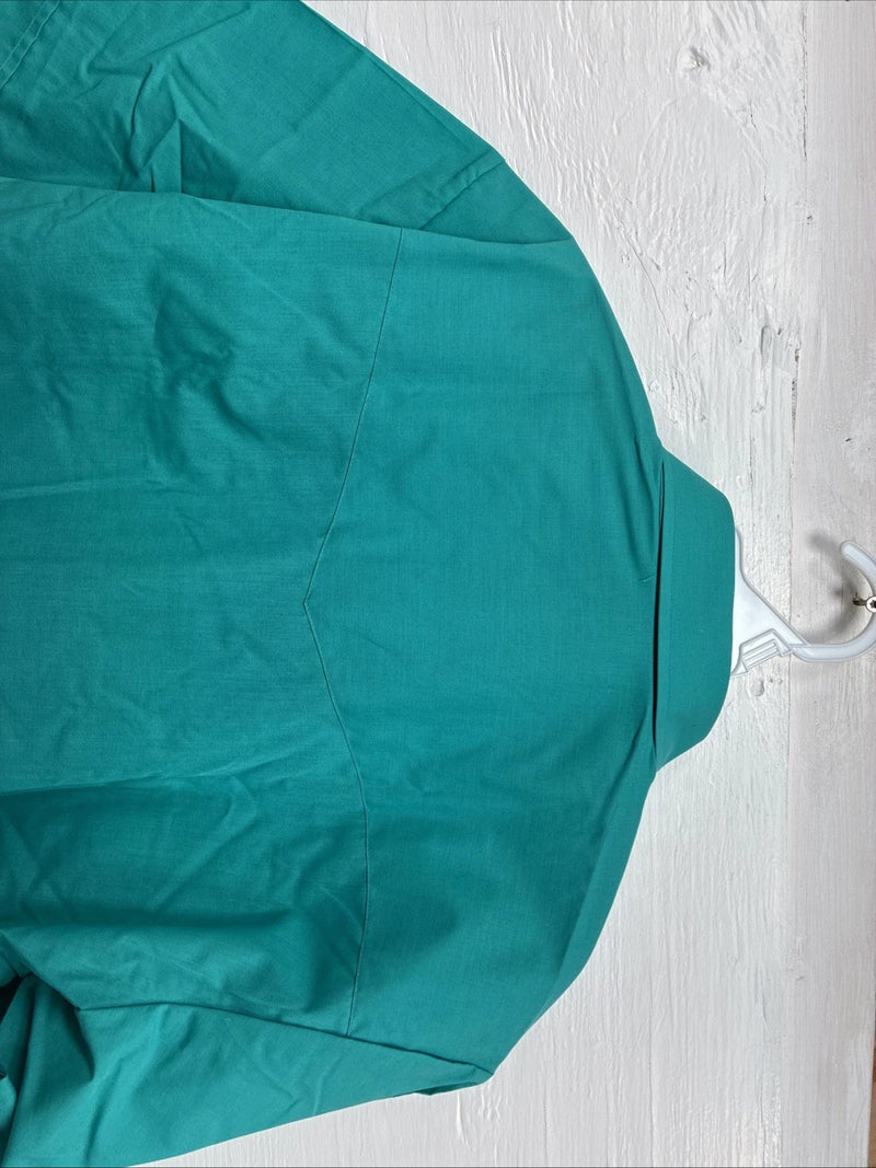 New Men’s ELY Cattleman Teal Short Sleeve Pearl Snap 16 Large AA-109