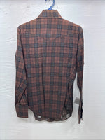 New Kids Panhandle Slim Brown plaid Long Sleeve Pearl Snap Size 12 CC-82