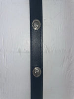 New Blue Genuine Leather Wright Silver Pendent 32” Belt #10493 Z-128