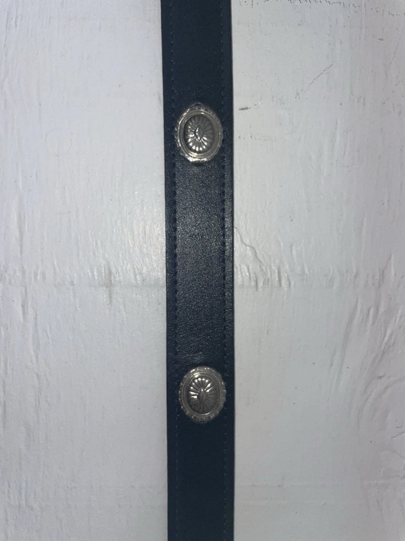 New Blue Genuine Leather Wright Silver Pendent 32” Belt #10493 Z-128
