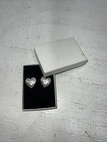 New Women’s Congress Leather Silver Heart Earrings. 93141 B-6