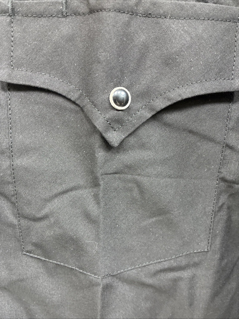 New Men’s ELY Cattleman Black Long Sleeve Pearl Snap 16.5 X 36 Large AA-5 