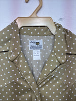 New Women’s Dickson Jenkins Tan Polkadot Long Sleeve Pearl Snap Size 34 KK-62