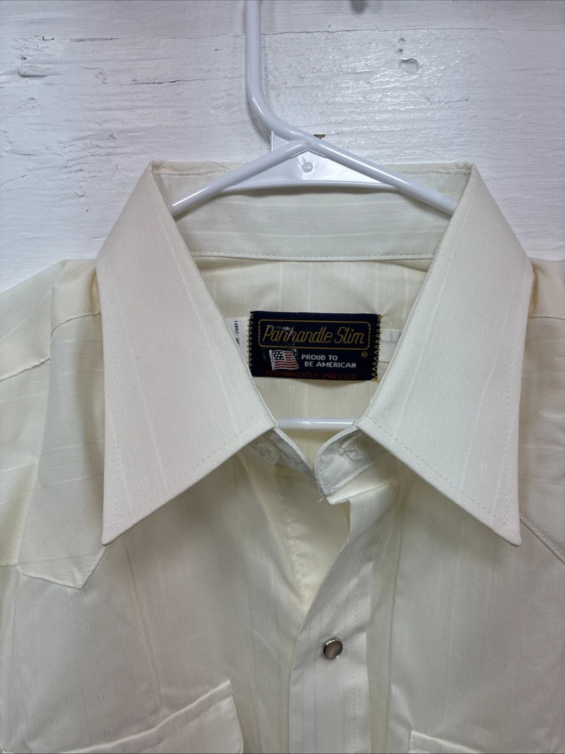 New Men’s Panhandle Slim Yellow Long Sleeve Strip Pearl Snap XL J-47