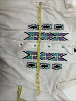 New Women’s Chaplin White Designed Long Sleeve Button Up Medium YY-76