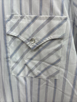 New Men’s ELY Cattleman White Stripe Short Sleeve Pearl Snap XL J-35
