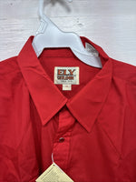 New Men’s ELY Cattleman Red Short Sleeve Pearl Snap 16 Large CC-13