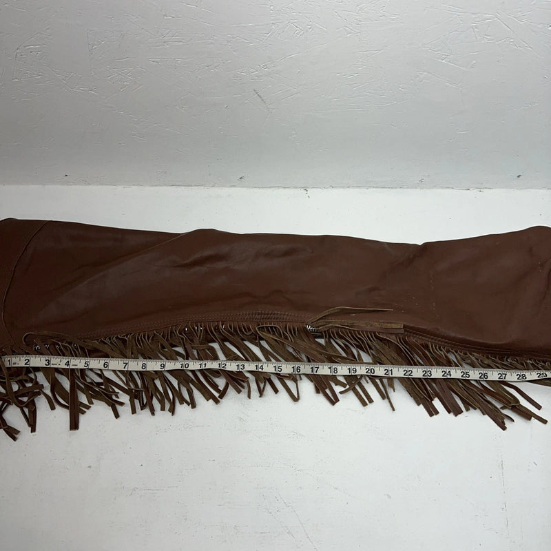 NOS Brown Show Chaps With Fringe Adjustable Waist 40” L-44