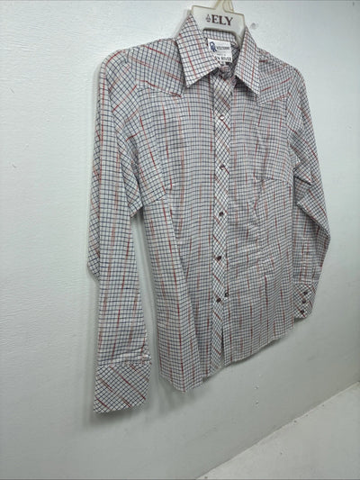 New Women’s Dan River Red Plaid Long Sleeve Pearl Snap Size 10 KK-45