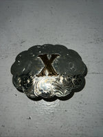 New Children’s Heritage Gold Silver “X” Belt Buckle. F-11