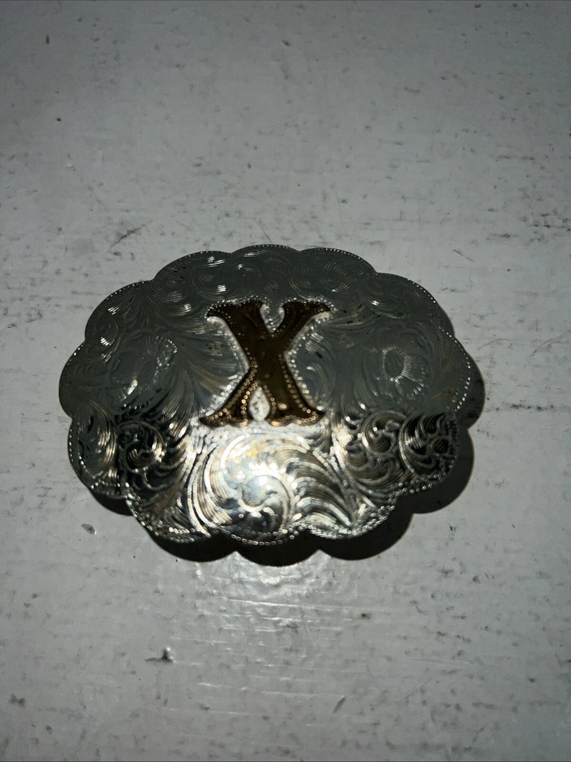 New Children’s Heritage Gold Silver “X” Belt Buckle. F-11