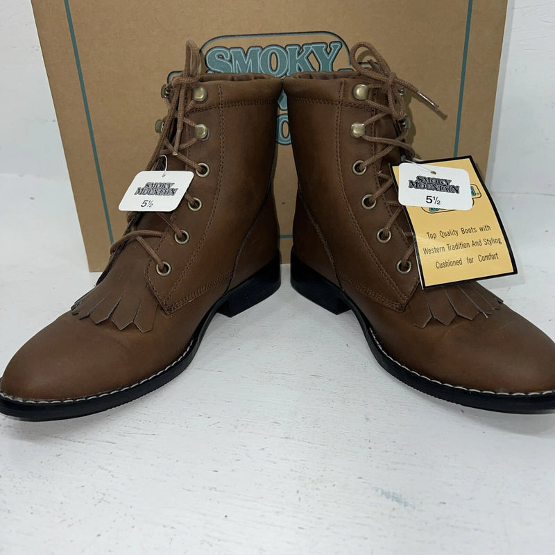 New Women’s Lace Up Brown Smoky Mountain Cowboy Boots. 6040L 5.5 5 1/2. 20-27