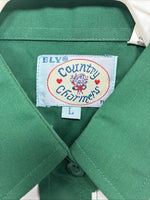 New Teens Country Charmers Green Long Sleeve Pearl Snap Large CC-98
