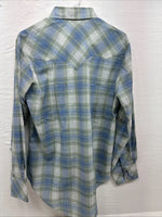 New Men’s Miller Blue Green Plaid Long Sleeve Pearl Snap 16 Large Q-71