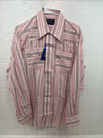 New Women’s Panhandle Slim Pink Stipe Long Sleeve Pearl Snap 16 XL X-48