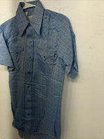 New Men’s Blue Karman Short Sleeve Pearl Snap Shirt. 15 M P-79
