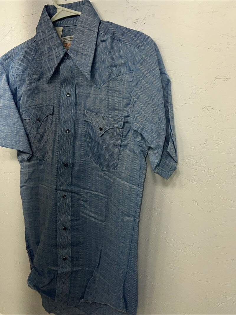 New Men’s Blue Karman Short Sleeve Pearl Snap Shirt. 15 M P-79