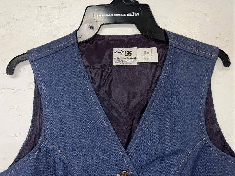 New Dickson Jenkins Blue Denim Vest Medium #7080 UU-38