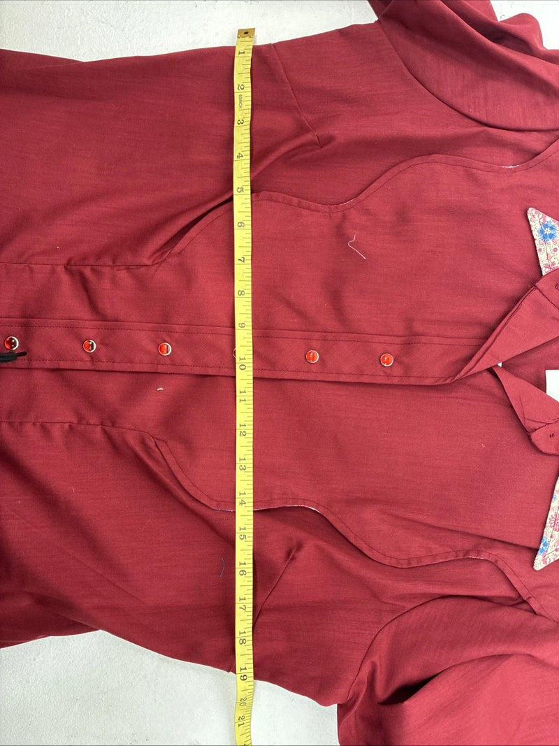 New Women’s Dickson Jenkins Red Design Long Sleeve Pearl Snap Size 36 II-16