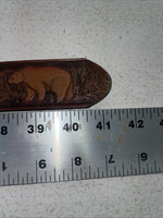 New Brown Genuine Leather Wildlife Tooled Belt 34” #6380 Z-7