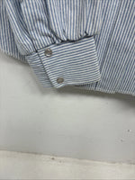 New Women’s Kid Kountry Blue Stripe Design Long Sleeve Pearl Snap Size 14 YY-10