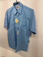 New Men’s ELY Cattleman Blue Short Sleeve Pearl Snap 16.5 Large AA-93