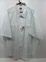 New Men’s ELY Cattleman White Short Sleeve Stripe Pearl Snap 20.5 4XL H-61